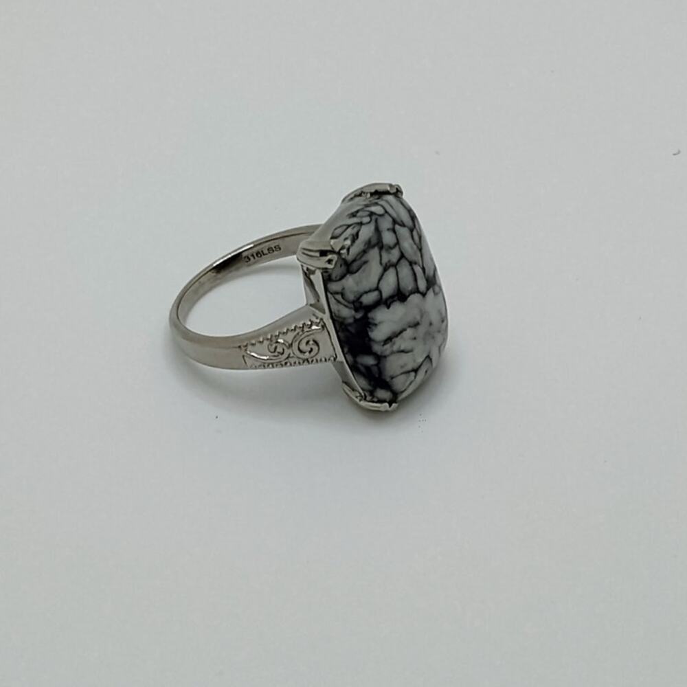 Stainless Steel Ring with Pinolith Stone Sz 10